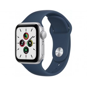 Apple Watch SE GPS, 40mm Silver Aluminium Case with Abyss Blue Sport Band - Regular